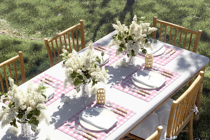 Baby Pink Gingham Paper Placemats - Set of 24 Disposable Placemats 12" x 18" - Perfect for Weddings, Parties, Backyard BBQ's, Bridal/Baby Shower - Printed on Quality Thick Paper - Made in the USA