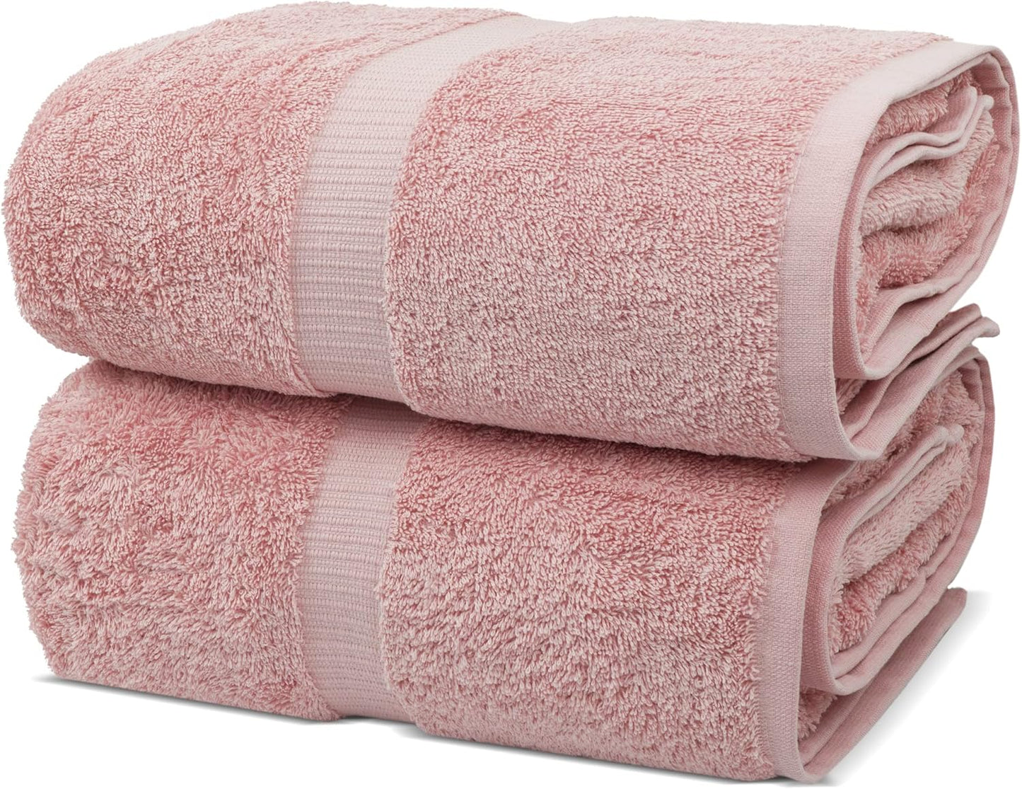 Chakir Turkish Linens 2 Piece Large Bath Sheets, 100% Cotton Luxury Turkish Towels for Bathroom, Soft Absorbent Oversized Bath Towels, 35 x 70 Inches, Pink