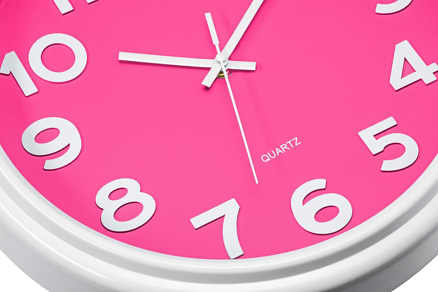 Bernhard Products Pink Wall Clock 12.5 Inch Silent Non-Ticking Modern Stylish Quartz Clocks for Home Kitchen Office Bedroom Girl's Room Nursery Kids School Classroom Battery Operated, Easy to Read