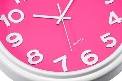 Bernhard Products Pink Wall Clock 12.5 Inch Silent Non-Ticking Modern Stylish Quartz Clocks for Home Kitchen Office Bedroom Girl's Room Nursery Kids School Classroom Battery Operated, Easy to Read
