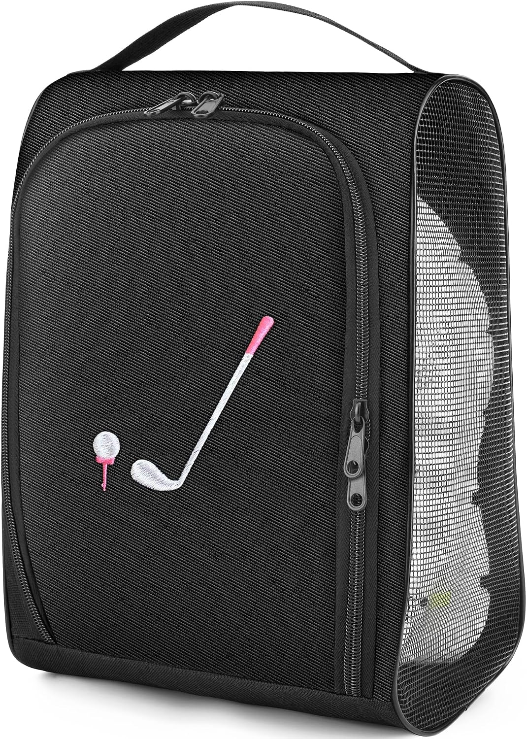 Golf Shoe Bag Gift for Women, Pink Golf Lover Gift, Waterproof Travel Shoes Carrier with Handle and Zipper with Ventilated Mesh, Lightweight Portable Golf Accessories Pouch Bag for Gym Sports Outdoor