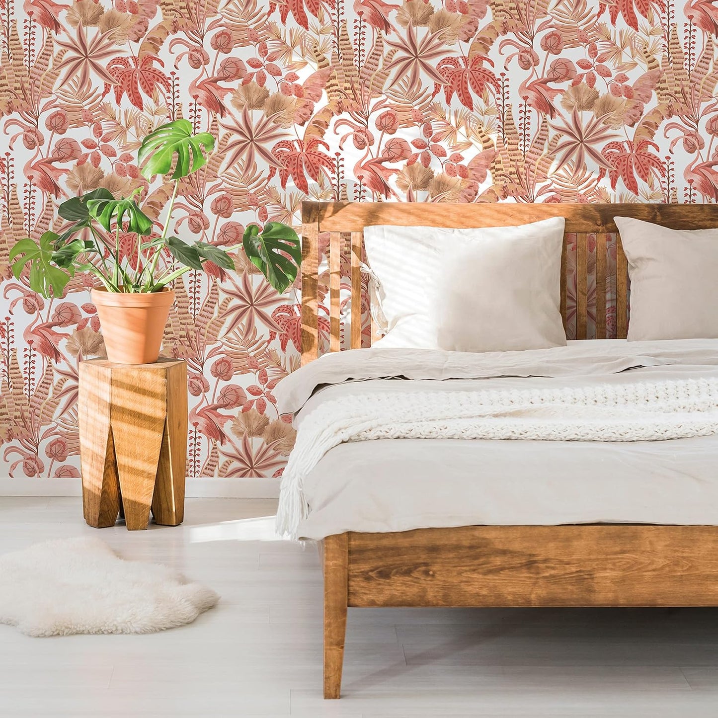 Tempaper Pink Flamingo Daydream Removable Peel and Stick Wallpaper, 20.5 in X 16.5 ft, Made in The USA