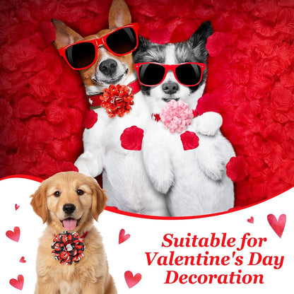 100 Pcs Mother's Day Dog Collar Flowers Bulk Pink Red Heart Bow Tie Dog Charms Grooming Accessories Bow Tie Flower for Puppy Cat Pets Collar Attachment Embellishment Sweet Party Costume