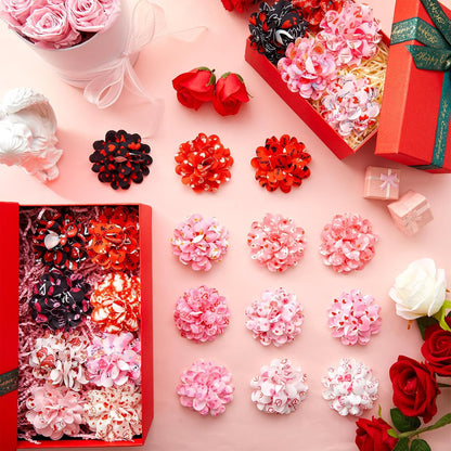 100 Pcs Mother's Day Dog Collar Flowers Bulk Pink Red Heart Bow Tie Dog Charms Grooming Accessories Bow Tie Flower for Puppy Cat Pets Collar Attachment Embellishment Sweet Party Costume