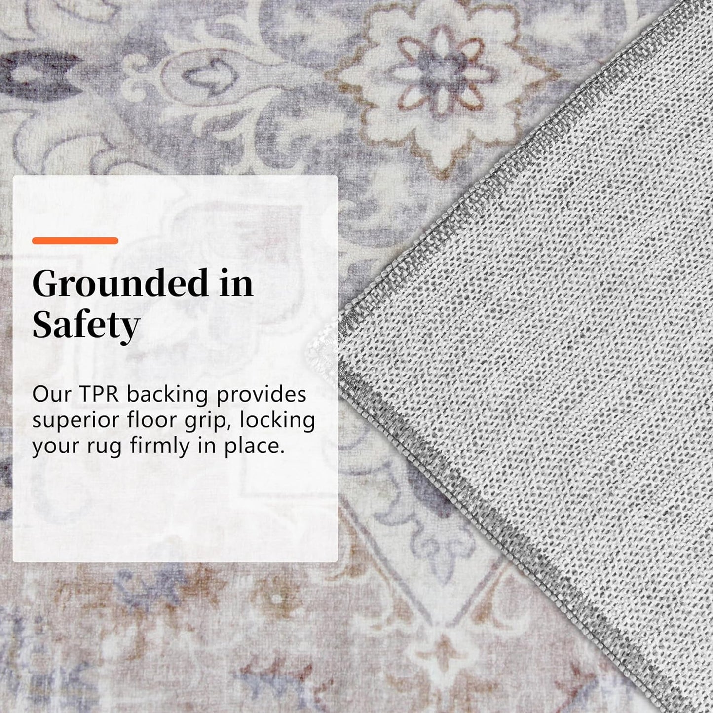 4x6 Bedroom Rug, Soft Non-Slip Vintage Medallion Rug, Low-Pile Printed Indoor 4x6 Washable Area Rugs for Living Room, Bedroom Bedside -Light Blush/Cream