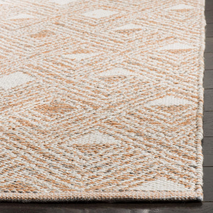 SAFAVIEH Area Rug 8x10 - Montauk Collection - Large - Peach & Ivory, Handmade Cotton, Ideal for Living Room, Bedroom, Office, Dining Space (MTK614O)