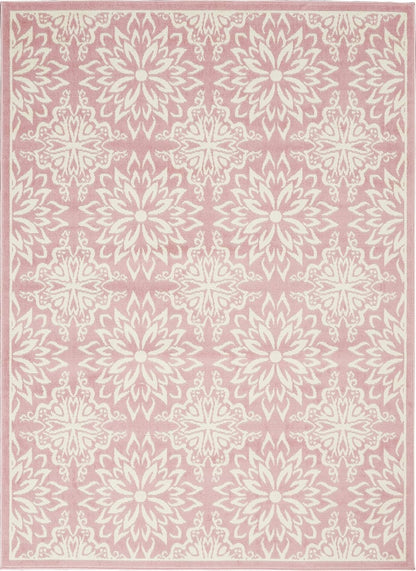Nourison Home Jubilant Floral Ivory/Pink 4' x 6' Area-Rug, Easy-Cleaning, Non Shedding, Bed Room, Living Room, Dining Room, Kitchen (4x6)