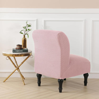 LiveGo Armless Accent Chair Cover Slipcover,Slipper Chair Stretch Spandex Removable for Armless Chair Furniture Protector for Living Dining Room Hotel (Pink)