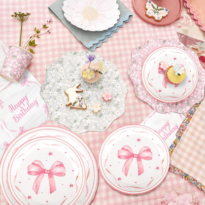 Pink Bow Birthday Party Supplies 108 Pcs Pink Bow Plates Napinks Coquette Birthday Decorations Bow Tableware Decorations Serves 36 Guest for Girls Bachelorette Bridel Party Decor