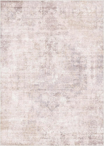 Hazo Haus Modern Pink and Grey 5x7 Area Rugs for Bedroom - Abstract Living Room Rug, for Dining Room Under Table, Washable, Non Slip & Soft, Medallion Distressed Print Pattern