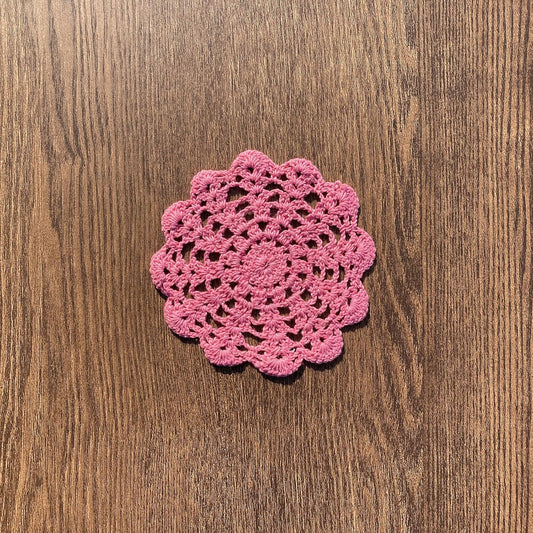 Hsvanyr 5" Crochet Doilies Table Placemats Round Lace Small Centerpiece Drinks Coasters for Parties Set of 10 Pink Color