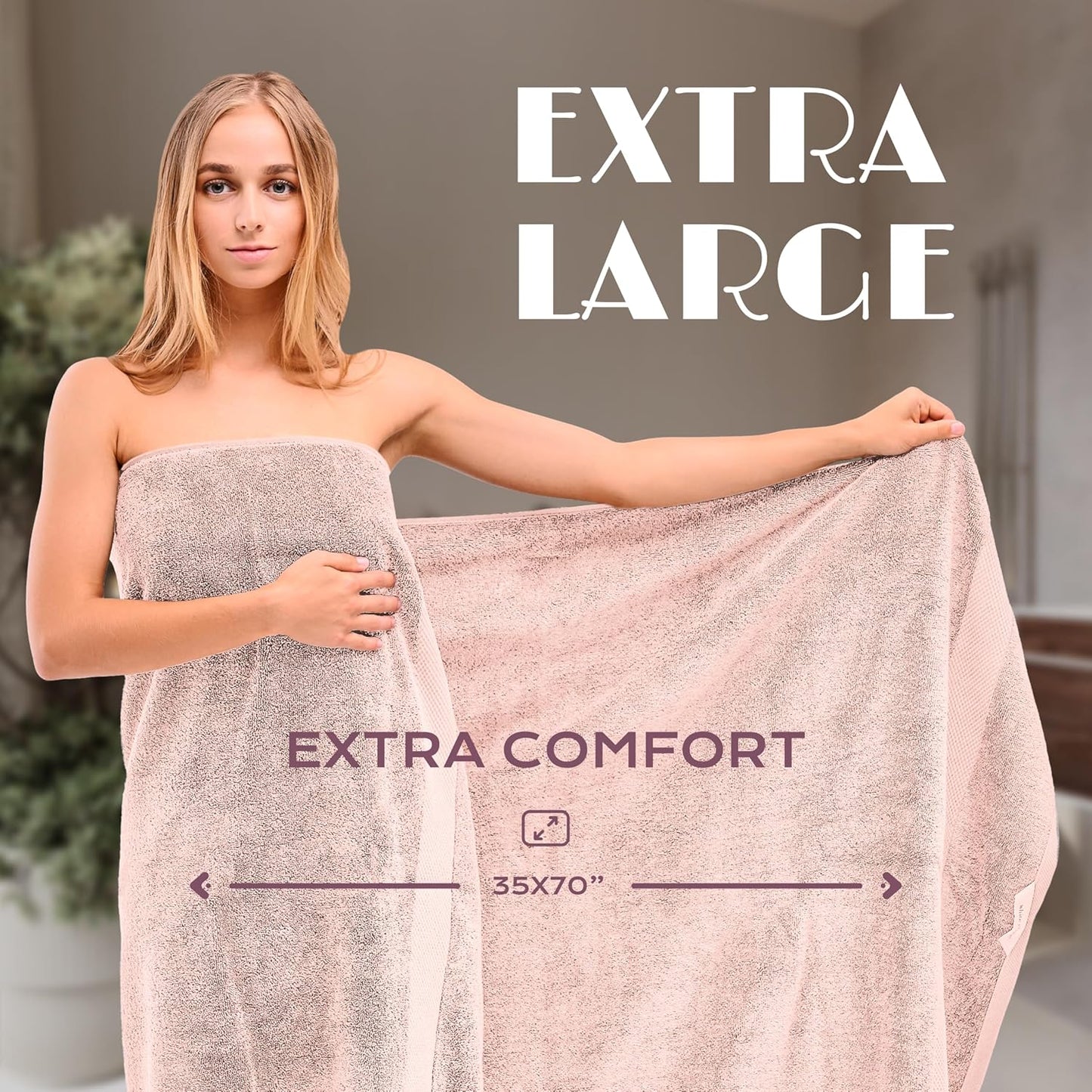 White Classic Luxury Soft Bath Sheet Towels - 650 GSM Cotton Luxury Towels Extra Large 35x70 | Highly Absorbent and Quick Dry | Hotel Quality, Pink, 2 Pack