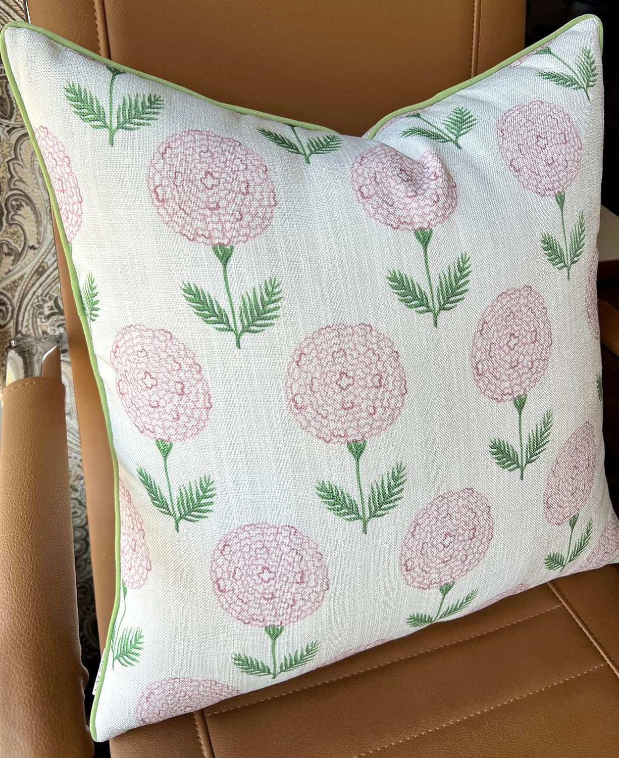 Blush Pink Botanical Print Throw Pillow Cover - 20x20 Inch Cotton Blend - Konkan Floral