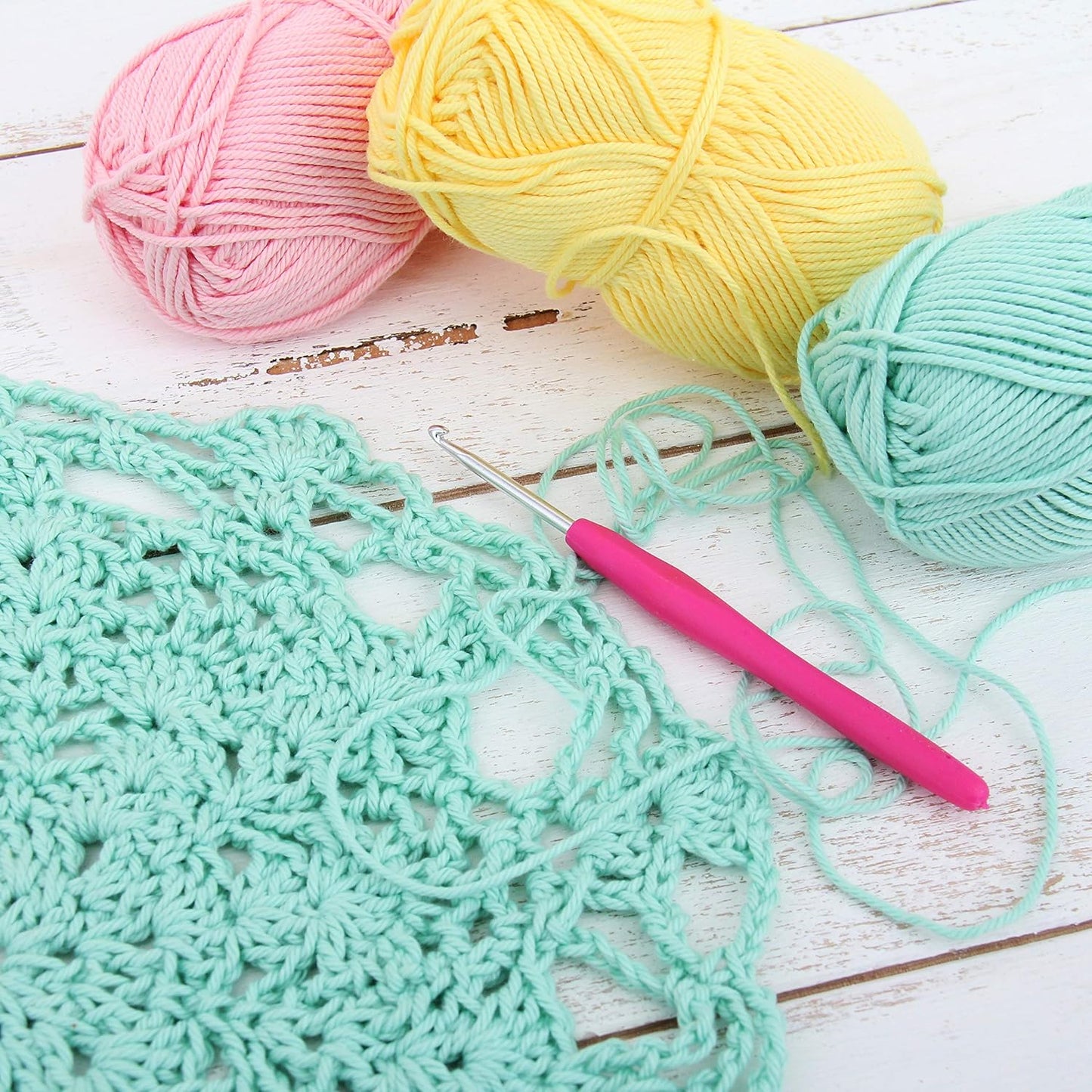 ThreadArt Cotton Crochet Yarn, Worsted Medium #4, 85yd, Peach 3508 | Pure cotton crochet yarn for dishcloths, bags, amigurumi and home decor. Soft feel with clean stitch definition.