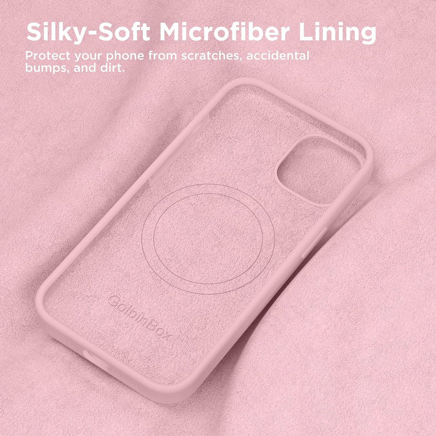 GolbinBox Magnetic for iPhone 13 Case & iPhone 14 Case, Compatible with MagSafe, [Soft Anti-Scratch Microfiber Lining], Slim Liquid Silicone Shockproof Protective Phone Case 6.1 inch, Peach Pink