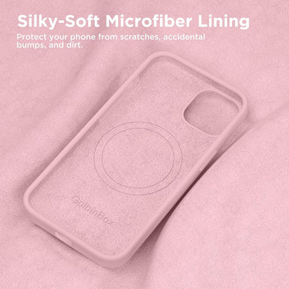 GolbinBox Magnetic for iPhone 13 Case & iPhone 14 Case, Compatible with MagSafe, [Soft Anti-Scratch Microfiber Lining], Slim Liquid Silicone Shockproof Protective Phone Case 6.1 inch, Peach Pink