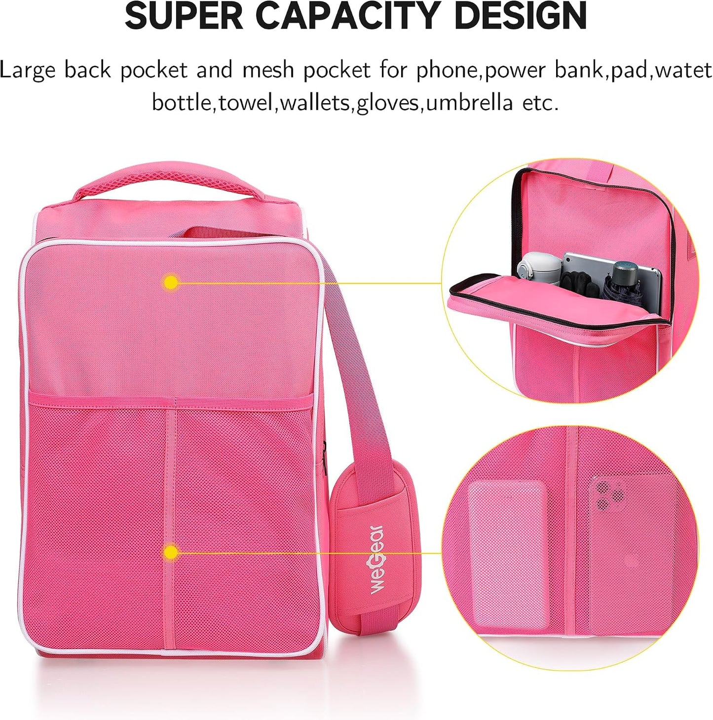 Large Capacity Skate Bag for Adults With Adjustable Shoulder Strap - Nylon Carry Bag for Roller, Ice, and Inline Skates - for Girls, Boys, Women, Men
