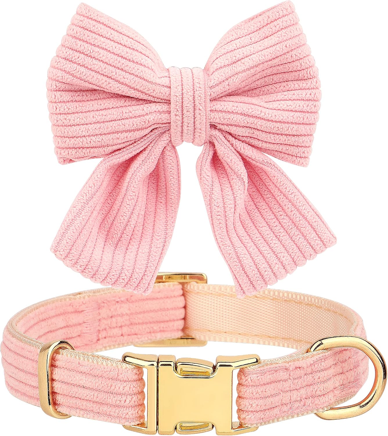 Didog Cute Small Dog Harness Collar and Leash Set with Bowtie, Breathable Soft Mesh Padded Puppy Harness, Pink Dog Harness for Parties, Holiday Gatherings & Gifts, Pink, S