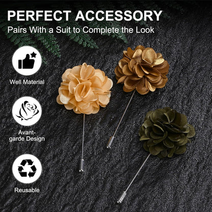 M METERXITY Flower Lapel Pins for Men, Boutonnieres Pin Camellia Flower Groom Boutonnieres for Wedding/Graduation