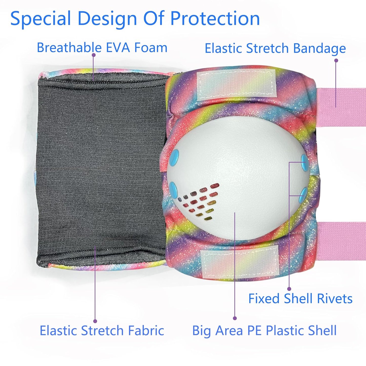 Kids Knee Pads and Elbow Pads Set,Girls Pink Skateboarding Pad,Kid Protective Gear Set for Scooter,Cycling and Rollerblading,Ice Skate and Skateboard Pads for Kids 8-12 Years Old