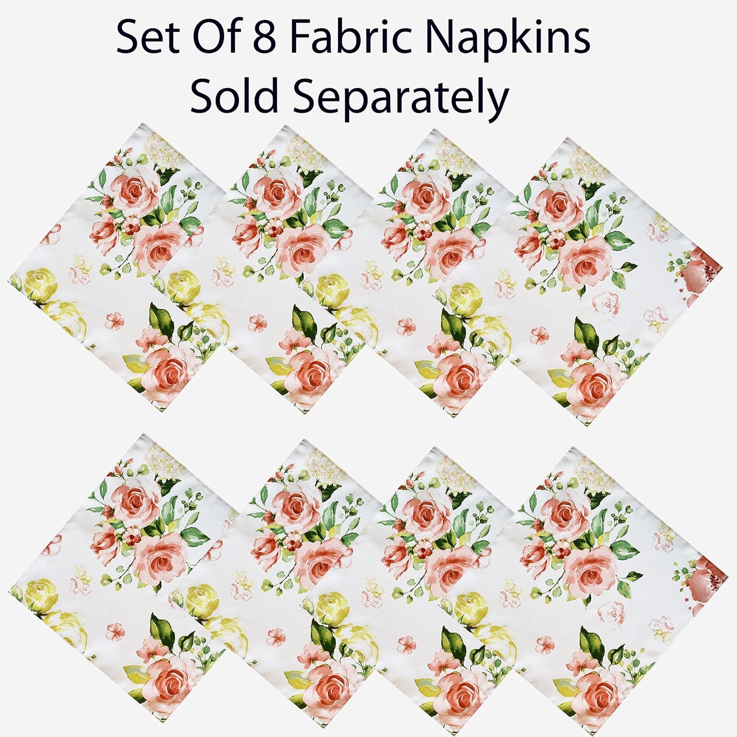 Newbridge Marie Floral Fabric Tablecloth, 52 x 70 Inch Rectangle | Yellow and Pink Rose Petal, Stain and Wrinkle Resistant, Indoor and Outdoor Dining