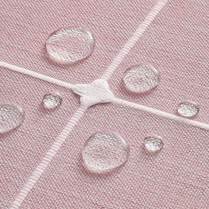 ZeeMart Boho Grid Table Cloth with Tassels (Pink, 52" x 70"), Heavy Weight Linen Checked Embroidered Farmhouse Tablecloth, Water Resistant Rectangle Pink Tablecloths
