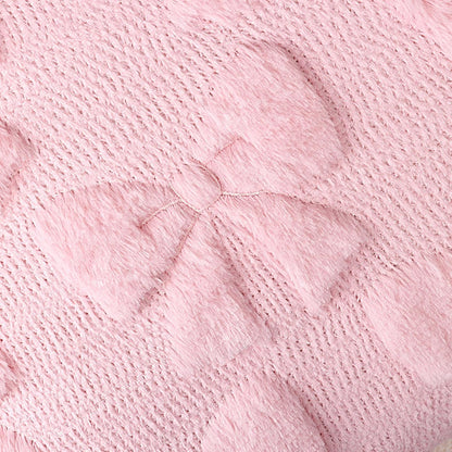 Hongsome Coquette Room Decor-Bow Throw Pillow Covers 18x18in Set of 2,Pink Soft Plush Faux Fur Pillow Case with Bows for Large Couch Sofa Home Indoor Outdoor Holiday Decorations