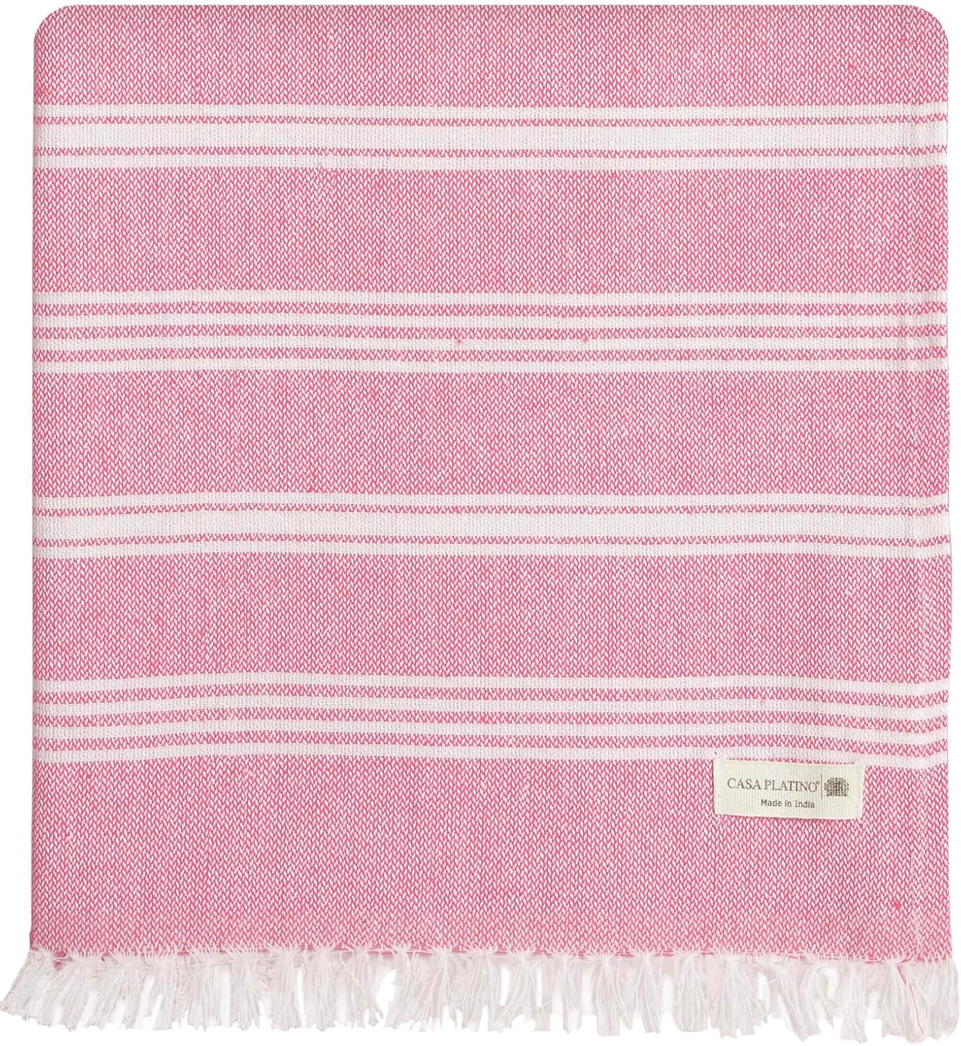 Casa Platino Turkish Beach Towels for Women, Pre-Washed 39"x71" Oversized Pool Towel, Lightweight and Sandproof with Quick-Dry, Travel, Beach Relaxation, or Poolside Lounging – Candy Pink