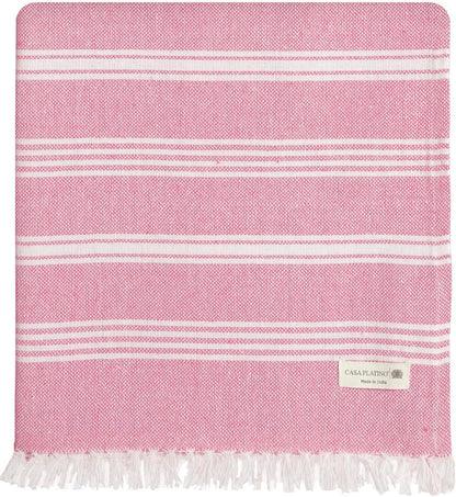 Casa Platino Turkish Beach Towels for Women, Pre-Washed 39"x71" Oversized Pool Towel, Lightweight and Sandproof with Quick-Dry, Travel, Beach Relaxation, or Poolside Lounging – Candy Pink