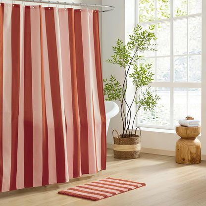 MONDAY MOOSE Bath Mat with Striped Design, Microfiber Absorbent Non Slip Tufted Rug for Floor, Shower or Kitchen (20x32 inch, Blush)