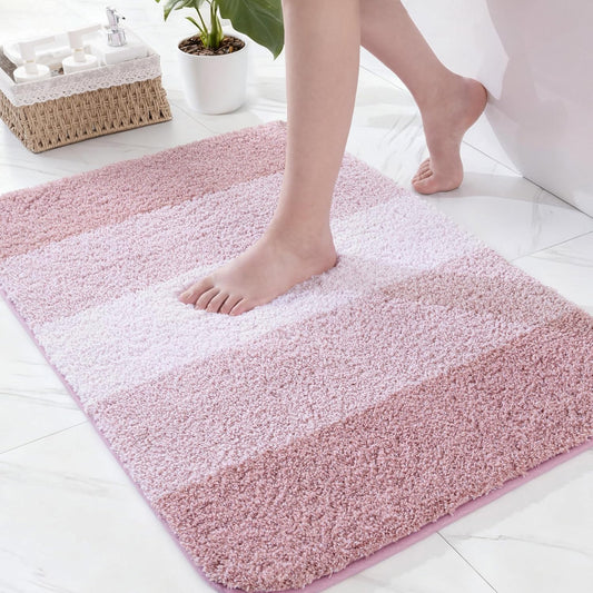 Exclusivo Mezcla Bathroom Rugs Mat 20x30, Extra Soft Non Slip Absorbent Microfiber Bath Rugs, Machine Washable Quick Dry Bath Mats for Bathroom Floor, Shower, Home Decor, Gradient Pink