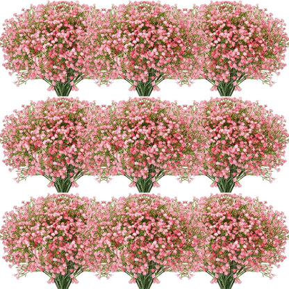 Janinka 20 Pcs Baby Breath Artificial Flowers Bulk Artificial Baby Breath Gypsophila Flower 20.8 Inch Faux Gypsophila Bouquet Fake Floral Greenery for Wedding Party Decor (Pink)