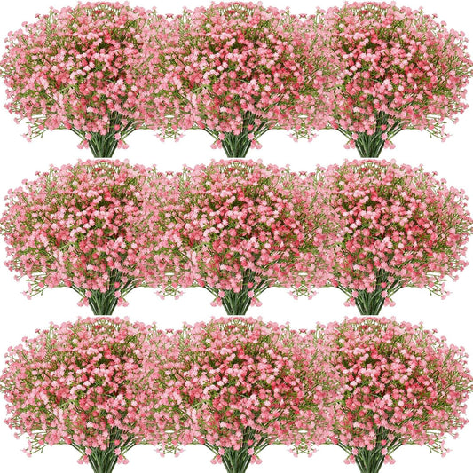 Janinka 20 Pcs Baby Breath Artificial Flowers Bulk Artificial Baby Breath Gypsophila Flower 20.8 Inch Faux Gypsophila Bouquet Fake Floral Greenery for Wedding Party Decor (Pink)