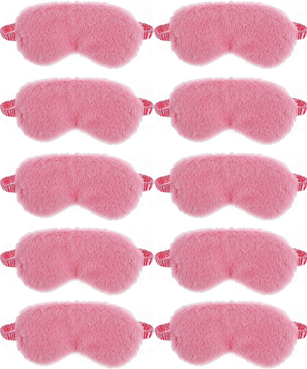 10 Pack Sleep Mask, Furry Sleep Masks,for Night Sleeping,Office, Travel,Party Games Suitablefor Men/Women (Pink)