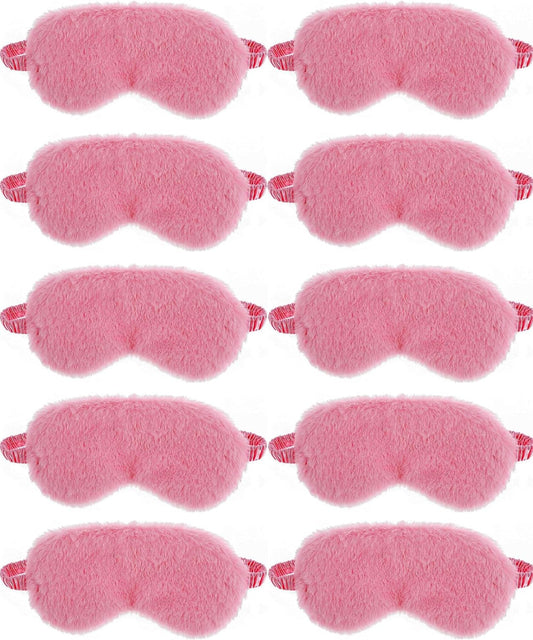 10 Pack Sleep Mask, Furry Sleep Masks,for Night Sleeping,Office, Travel,Party Games Suitablefor Men/Women (Pink)