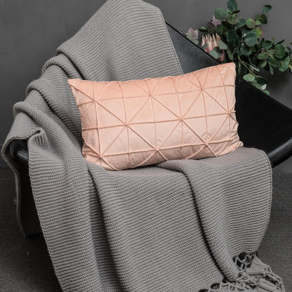 JWH Velvet Pillow Covers Decorative Line Throw Pillow Case Lumbar Pillowcase Soft Cushion Cover for Bed Couch Bedroom Chair Sofa 14x24 Inch Peach Pink