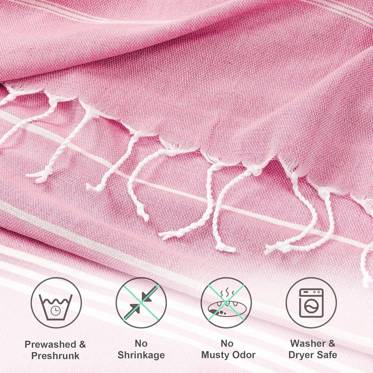 Aegero Turkish Beach Towel, 36"x71" Quick Dry Sand Free Oversized Bath Pool Swim Towel, Lightweight Travel Turkish Towels Vacation Essentials, Pink
