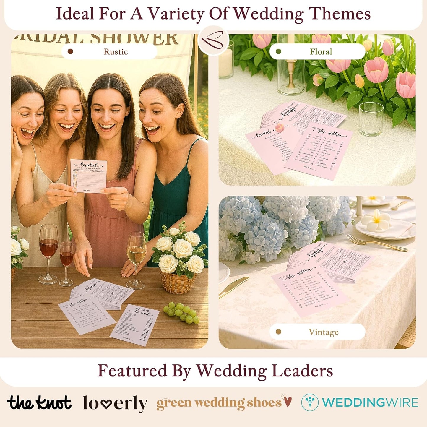 STOFINITY Hilarious Bridal Shower Games 30 Guests - Pink Wedding Games for Reception Decorations, Funny Find The Guest Bingo Game, Would She Rather Bridal Shower Activities