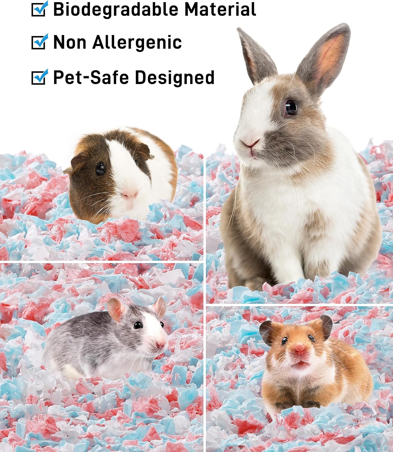 BUCATSTATE Hamster Bedding 101L, 99% Dust-Free Guinea Pig Bedding Odor Control Paper Bedding, Cozy Small Animal Bedding for Rabbit Rat Syrian Dwarf Hamsters Gerbils (Pink)
