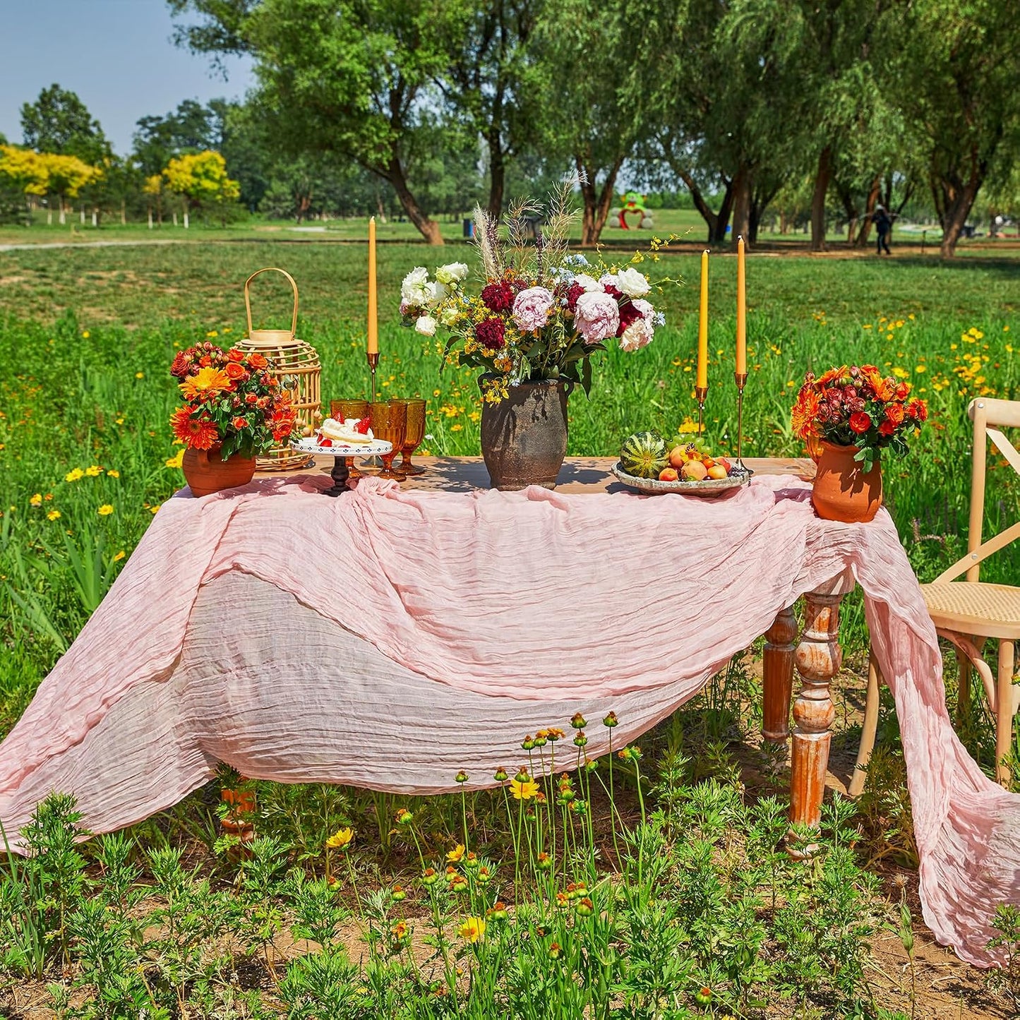 DOLOPL Pink Table Runner for Bridal Shower Decorations,10FT – Blush Pink Cheese Cloth Table Runner for Baby Shower, Wedding, Gender Reveal Party Decorations