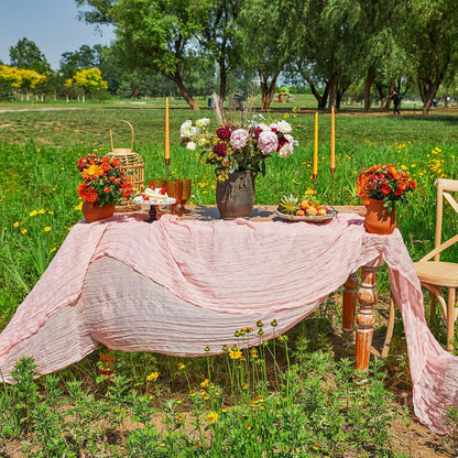 DOLOPL Pink Table Runner for Bridal Shower Decorations,10FT – Blush Pink Cheese Cloth Table Runner for Baby Shower, Wedding, Gender Reveal Party Decorations