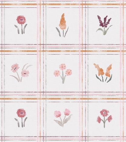 Yasinet Pink Peel and Stick Wallpaper Boho Floral Wallpaper Farmhouse Plaid Contact Paper for Girl Bedroom Bathroom Wildflower Removable self Adhesive Wall Paper for Waterproof Vinyl 17.3"×78.7"