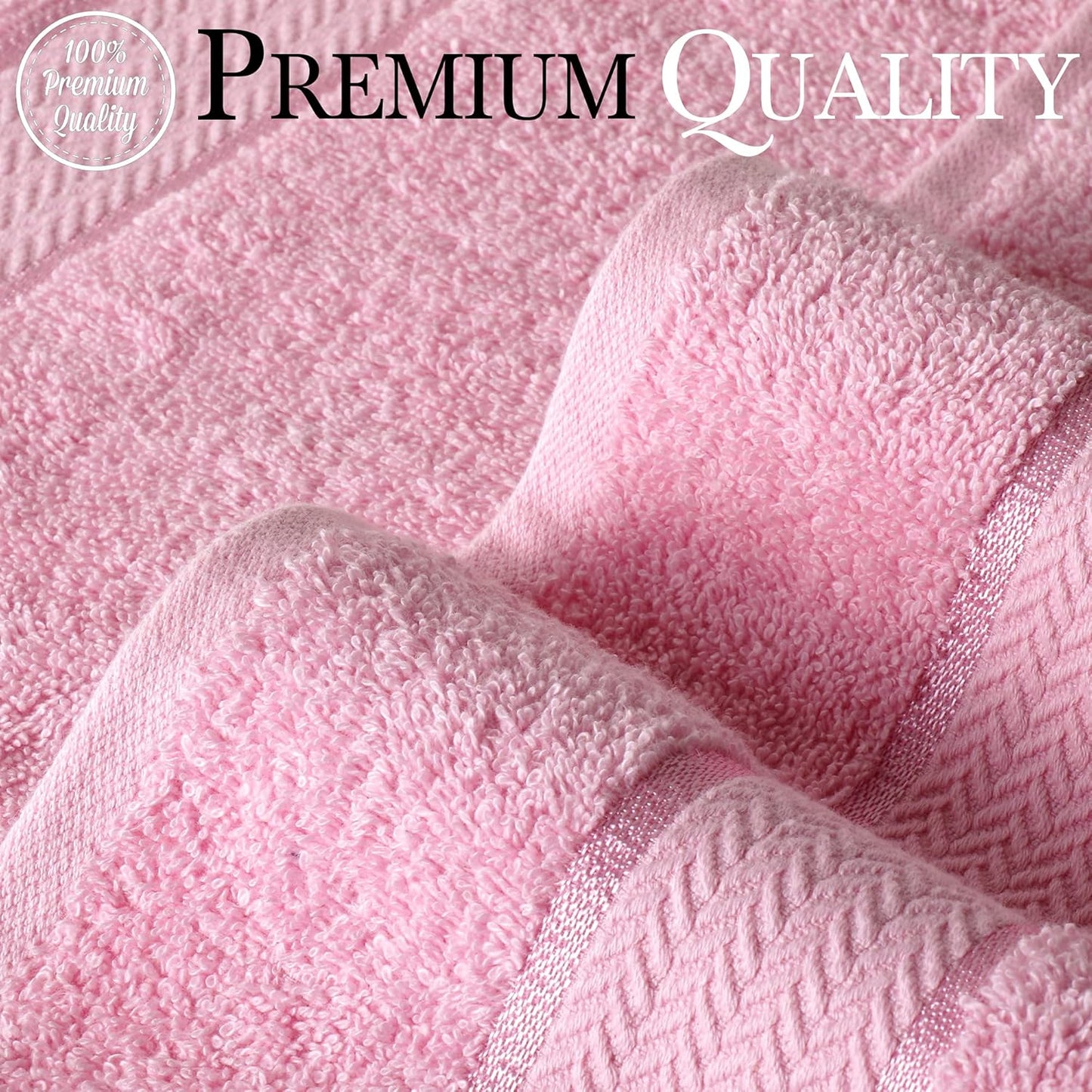 Luxury Cotton Bath Towel Set - 6 Piece - Pink - 100% Cotton - Quick Dry, Absorbent, Plush, Soft - Home, Hotel, Pool, Shower Towels
