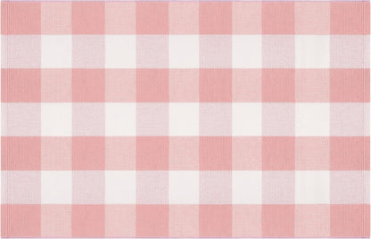 Pink and White Outdoor Rug 27.5''x 43.3''Buffalo Plaid Layered Doormat Woven Machine Washable Farmhouse Door Mats Outdoor for Hello/Welcome Mat,Entryway,Bedroom,Patio