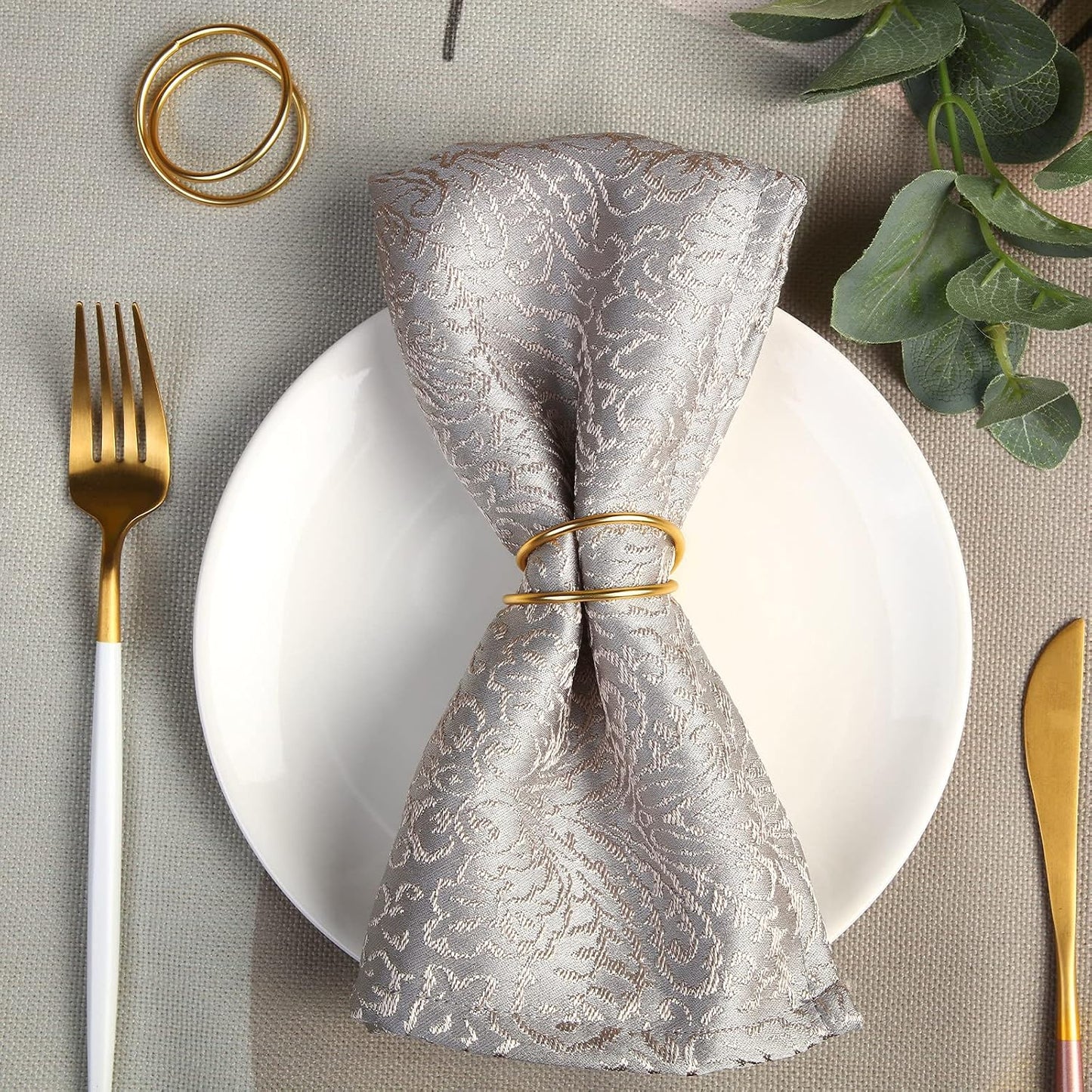 12 Pieces Gold Napkin Rings Metal Spiral Sliver Pink Napkin Rings Buckles Simple Alloy Serviette Holder for Weddings Dinner Party Table