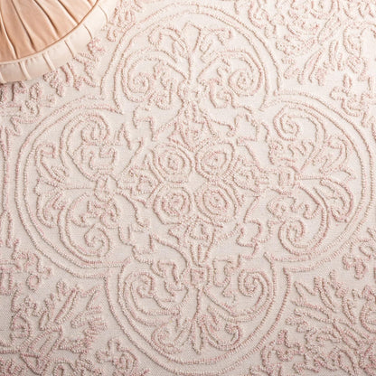 SAFAVIEH Trace Collection Area Rug - 5' x 8', Ivory & Pink, Handmade Wool, Ideal for High Traffic Areas in Living Room, Bedroom (TRC101U)