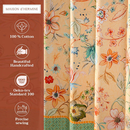 Maison d' Hermine Shower Curtain 100% Cotton One Panel 70"x72" Washable Fabric Shower Curtains for Bathroom, Easy Hanging with 12 Button Holes - Home Hotel Resort Spring Summer - Luxury Loft - Peach