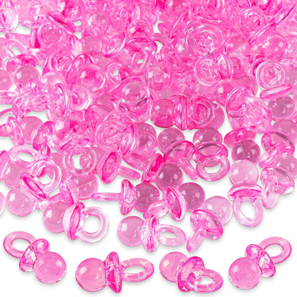 Super Z Outlet Mini Acrylic Baby Pacifiers for Baby Shower Decorations, Table Scatter, Party Favors, Games & Activities - 144 Pieces(Pink)