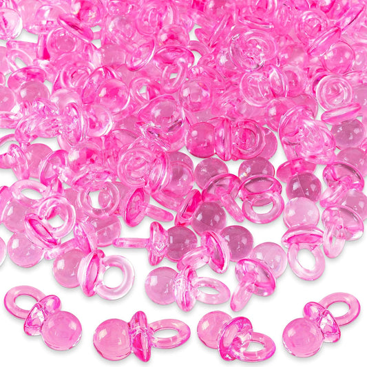 Super Z Outlet Mini Acrylic Baby Pacifiers for Baby Shower Decorations, Table Scatter, Party Favors, Games & Activities - 144 Pieces(Pink)