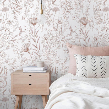 CiCiwind Pink Peel and Stick Wallpaper Floral Wall Paper Modern Boho Contact Paper for Bedroom Removable Self Adhesive Wallpaper for Bathroom Living Room Papel Tapiz para Pared 17.3"×78.7”